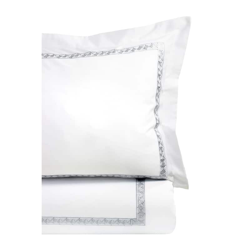 Home Sweet Home Collection 600 Thread Count Cotton Greek Key Embroidery Duvet Set