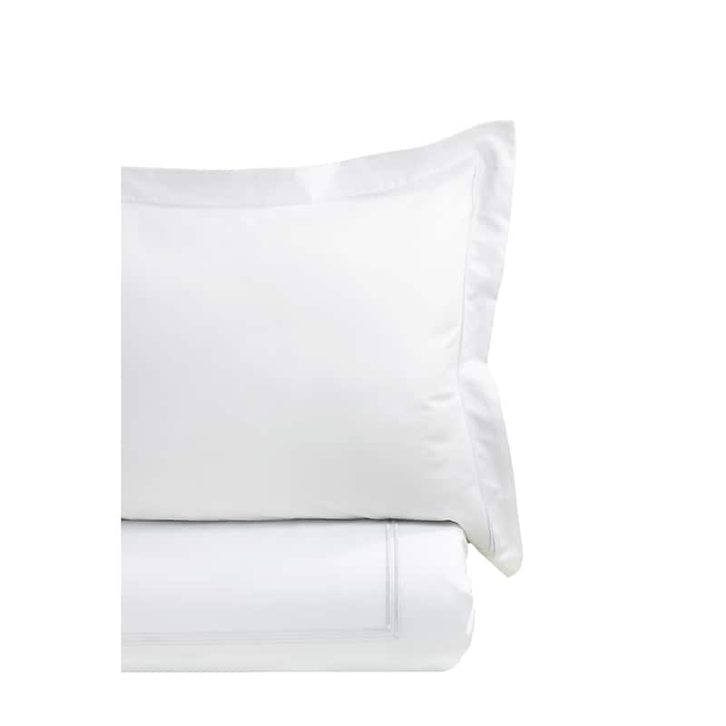 Home Sweet Home Collection 600 Thread Count Cotton Color On Color Strip Embroidery Duvet Set - White - Queen/Full - Queen/Full - 3 Piece