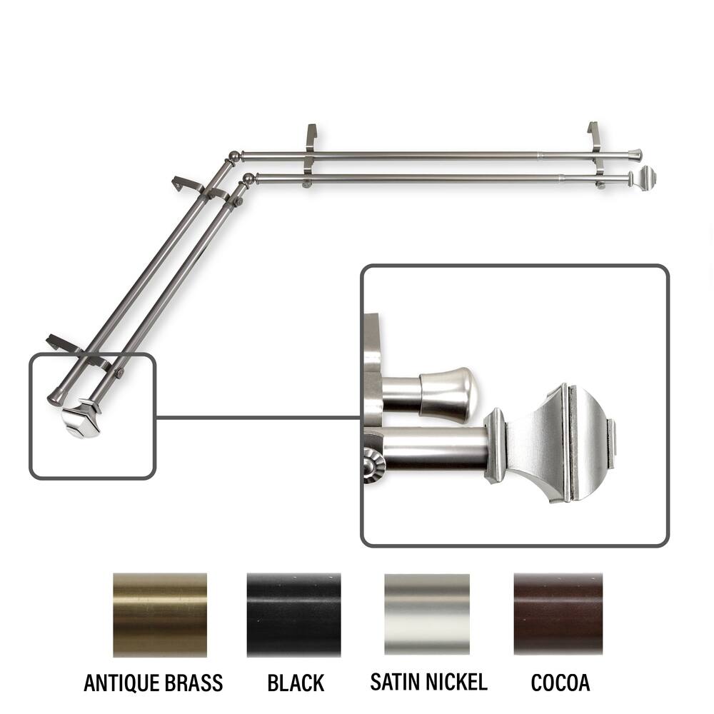 InStyleDesign Eugene Corner Window Double Curtain Rod 13/16 inch dia.