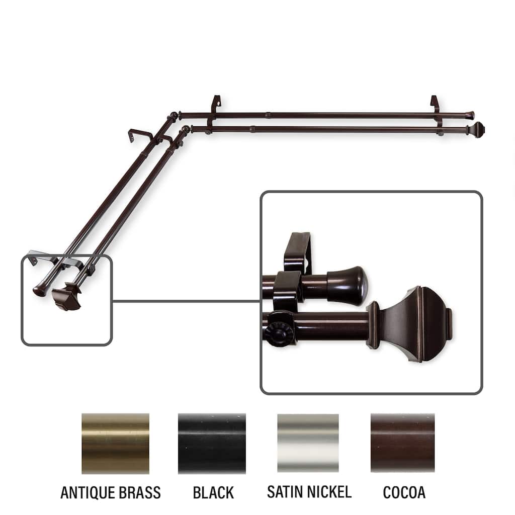 InStyleDesign Eugene Corner Window Double Curtain Rod 13/16 inch dia.