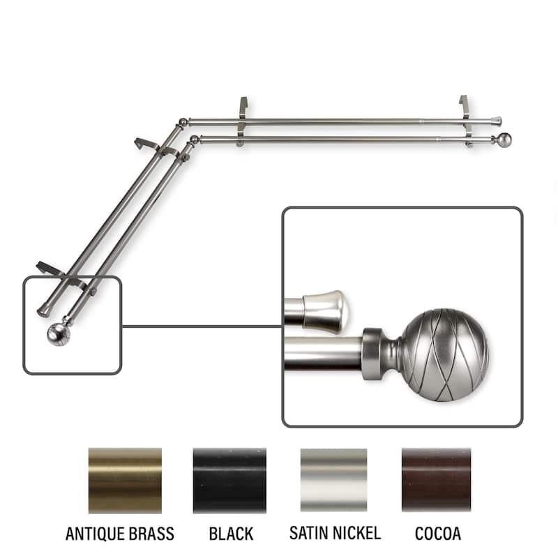 InStyleDesign Desmond Corner Window Double Curtain Rod 13/16 inch dia. - 48-84 inches - satin nickel