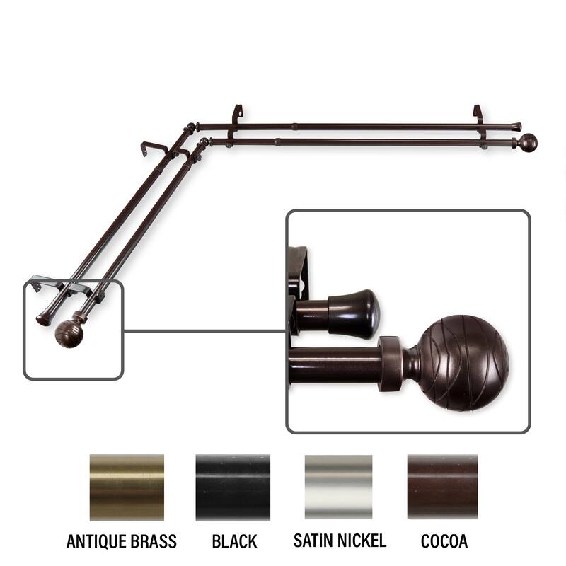 InStyleDesign Desmond Corner Window Double Curtain Rod 13/16 inch dia.