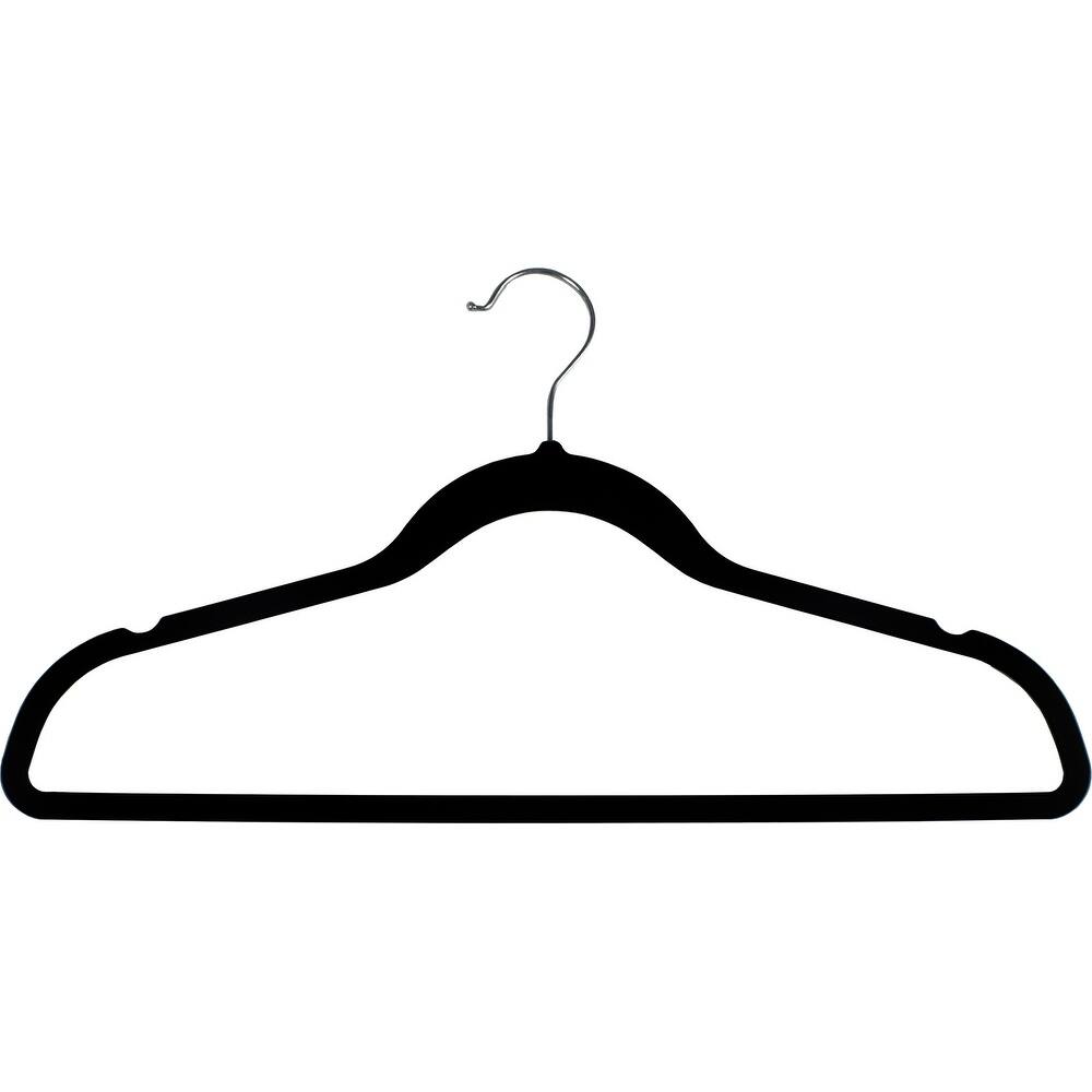 Black Rubber Coated Non-Slip Slim Line Suit Hanger, Box of 100 Flexible Ultra Thin Clothes Hanger w/ Swivel Hook and Notches