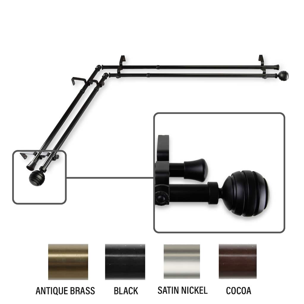 InStyleDesign Piper Corner Window Double Curtain Rod 13/16 inch dia.