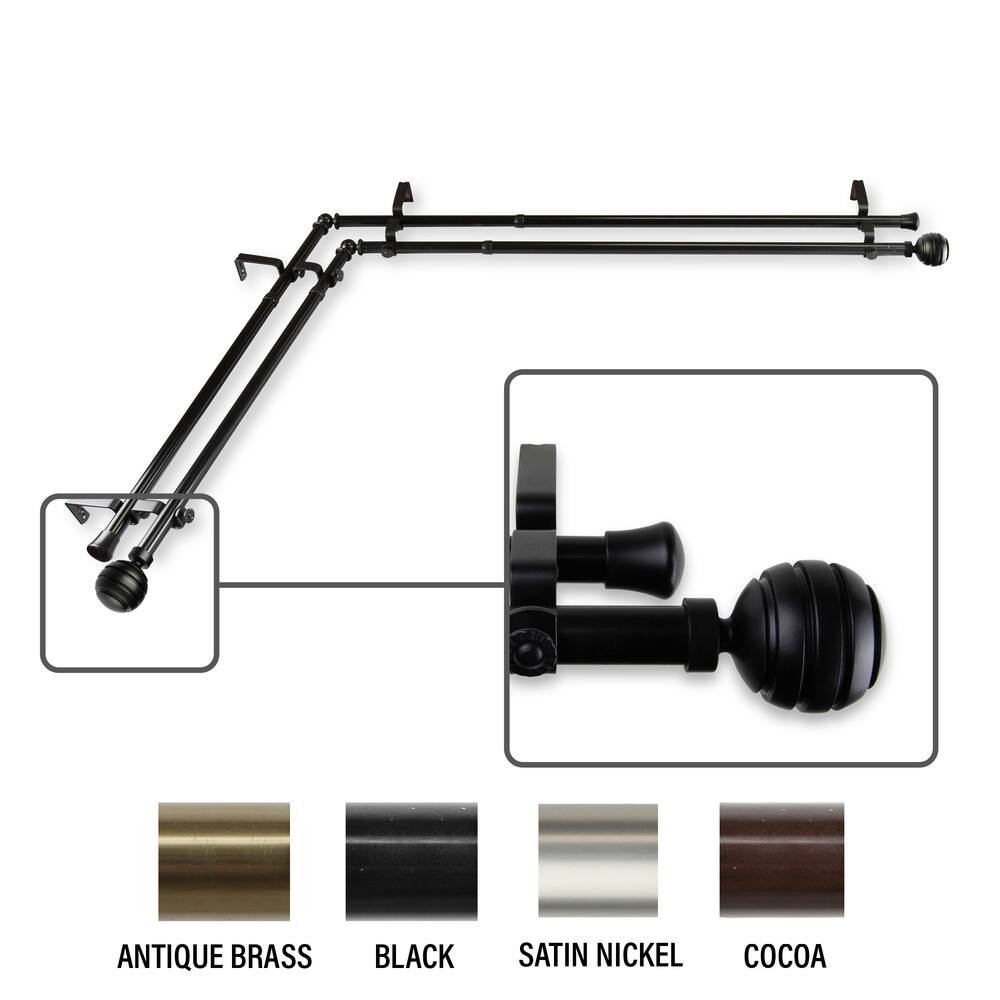 InStyleDesign Piper Corner Window Double Curtain Rod 13/16 inch dia.