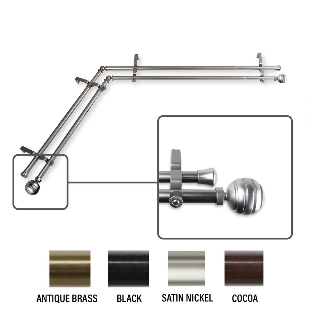 InStyleDesign Piper Corner Window Double Curtain Rod 13/16 inch dia.