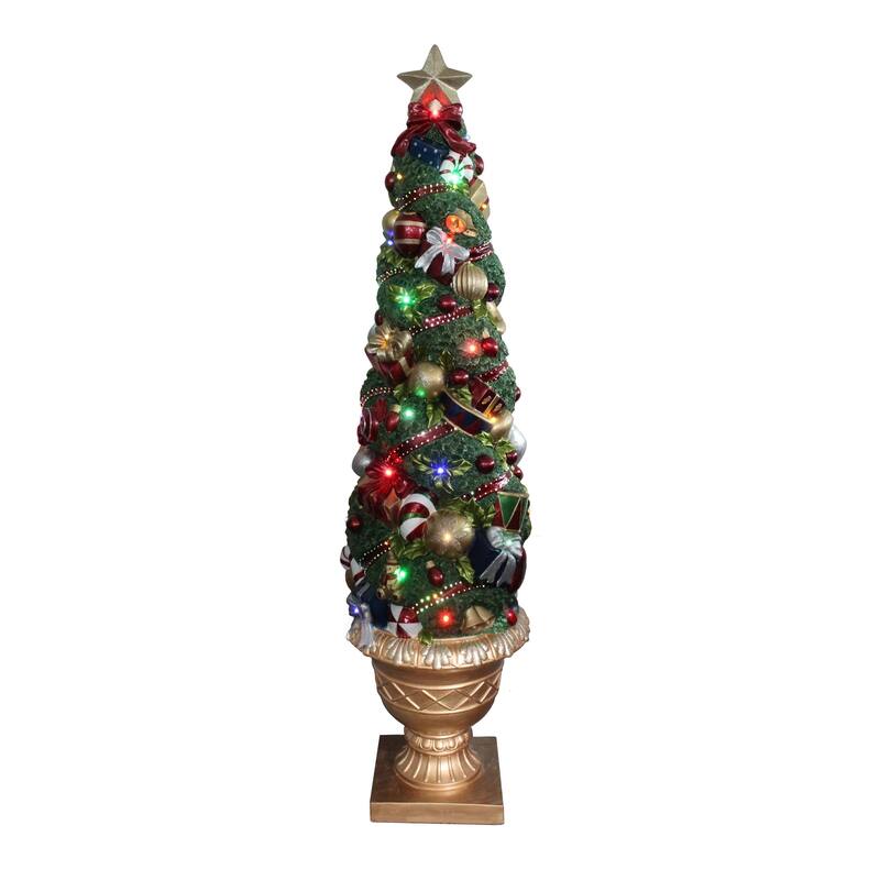 5' Prelit Fiber Optic LED Topiary Outdoor Artificial Christmas Tree