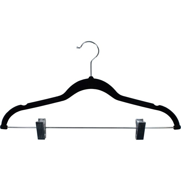 The Hanger Store Pack of 5 Black 3 Bar Flocked Velvet Slimline Space Saving Trouser Hanger 