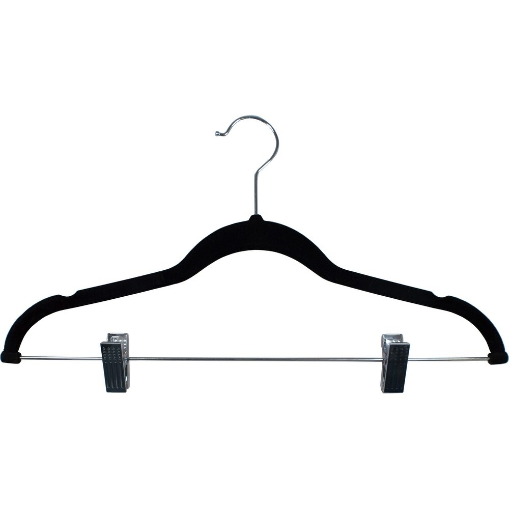 Velvet Hangers Non Slip Flocked Grey x 30 Heavy Duty With Trouser & Tie Bar