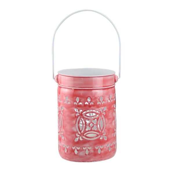 7.5" L'Eau de Fleur Rose Pink Cut-Out Votive Candle Lantern