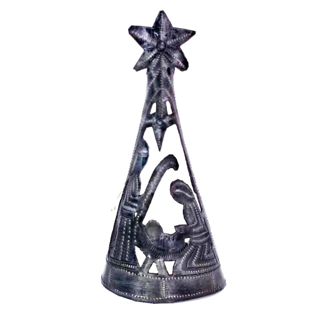 Handmade Christmas Tree with Nativity --Tree Topper (7 inch) (Haiti)