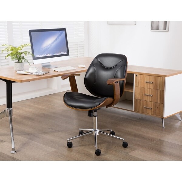Porthos Home Flynn Adjustable Office Chair, PU Leather Upholstery