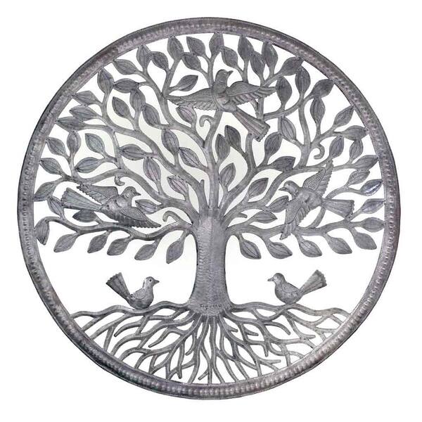 slide 2 of 7, Handmade Birds on Roots Tree of Life Wall Art (Haiti)