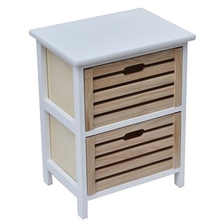 Evidecosmall Side Table Nightstand End Table With Handles 2 Drawers White Natural Wood Dailymail