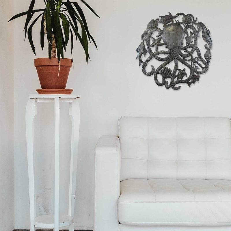 Handmade Octopus & Sea life Wall Art (Haiti)
