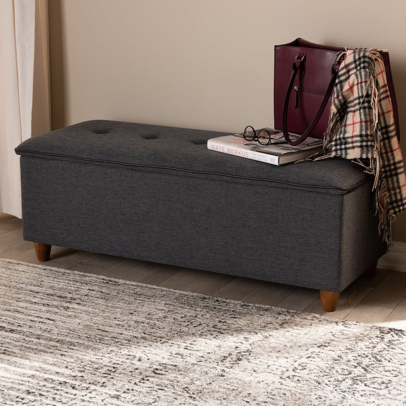 Mid-Century Fabric Storage Ottoman by Baxton Studio