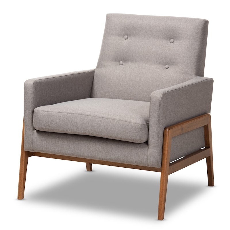 Mid-Century Lounge Chair by Baxton Studio - Grey - Fabric