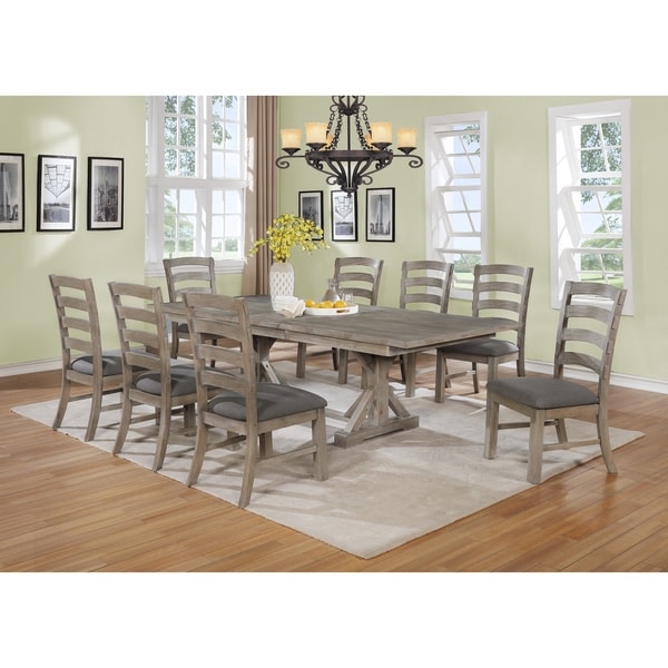 Shop Best Quality Furniture Rustic Grey Trestle 9-piece ...