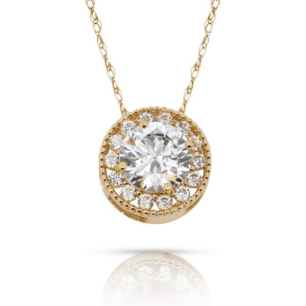 yellow gold cubic zirconia pendant