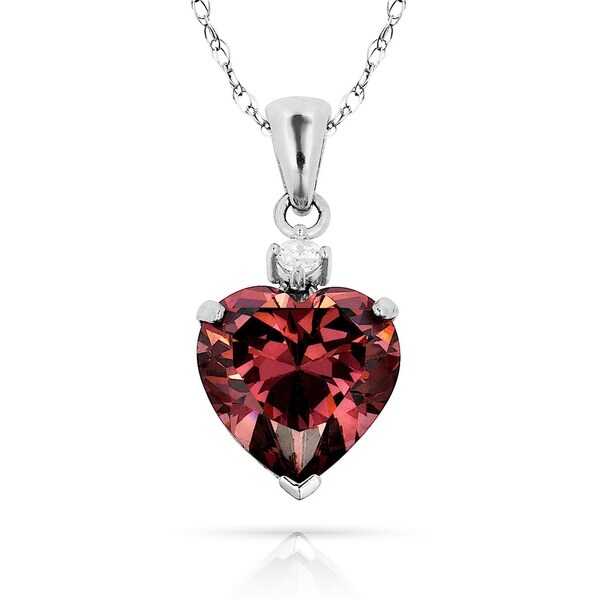 14K Pure Yellow//White Gold Pendant Set with Heart Shaped Cubic Zirconia