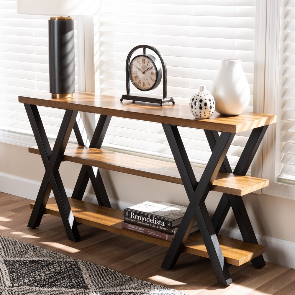 Baxton Studio Industrial Wood and Metal Console Table by