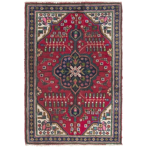 Hand Knotted Tabriz Semi Antique Wool Area Rug - 3' x 4' 9