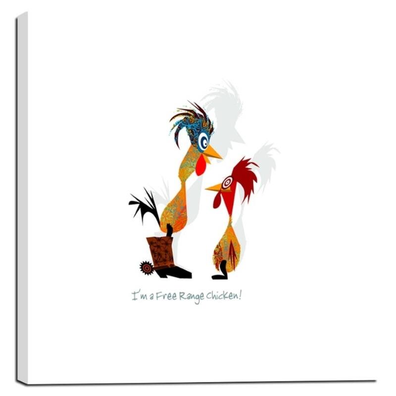 Epic Graffiti "Free Range Chicken" by Chuck Wimmer, Giclee Canvas Wall Art, 18" x 18" - 18" x 18"