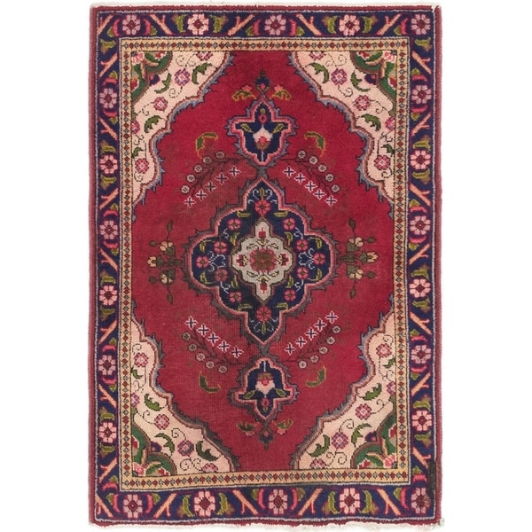 Hand Knotted Tabriz Semi Antique Wool Area Rug - 3' 3 x 4' 9