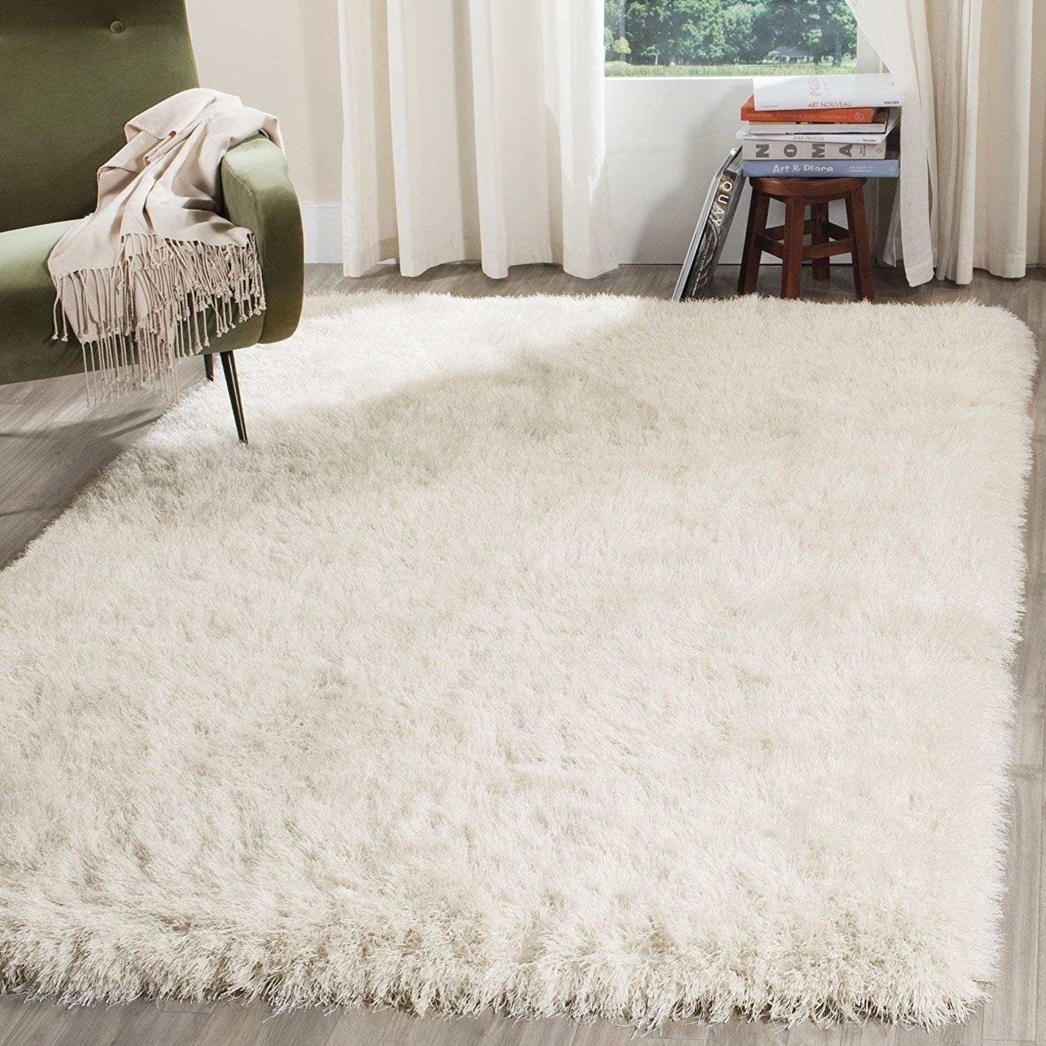 Soft Plush Cloudy Solid Shag Off White Rug Glorious Off White