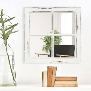 White Mirrors Online At Our Best Decorative Distressed White Rustic Framed Window Pane Wall Accent Mirror
