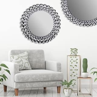 Silver Mirrors Online At Our Best Decorative Gallery Solutions Silver Round Jeweled Wall Mirror