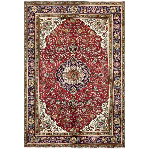 Hand Knotted Tabriz Wool Area Rug - 6' 8 x 10'