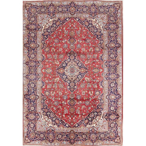 Vintage Hand Made Wool Floral Persian Carpet Area Rug For Dining Room - 11'6" x 8'1"