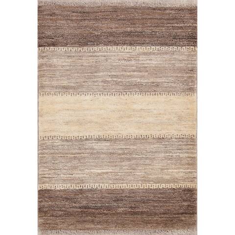 Handmade Gabbeh (Zolanvari) Shiraz Persian Striped Wool Area Rug - 4'0" x 2'10"