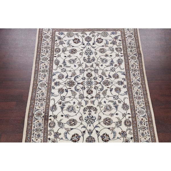 Hand Knotted Wool And Silk Scroll Ivory Nain Persian Carpet Area Rug 9 9 X 6 3 On Sale Overstock 24112991