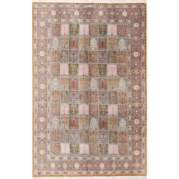 Copper Grove Zlin Hand-knotted Wool Floral Qum Qom Ghom Persian Area Rug - 9'7" x 6'4"