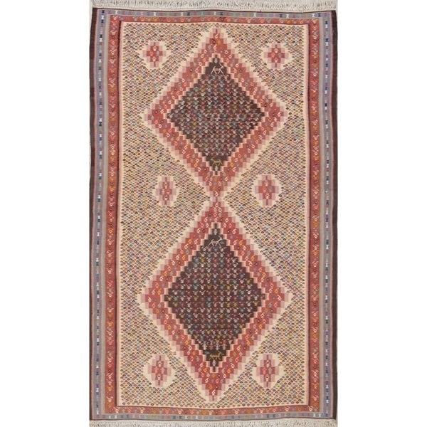 Hand Woven Oriental Wool Vintage Kilim Bidjar Persian Carpet Area Rug - 7'4" x 4'5"