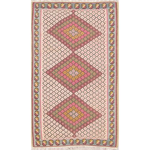 Hand Woven Wool Oriental Kilim Senneh Sumak Persian Area Rug - 5'5" x 3'2"