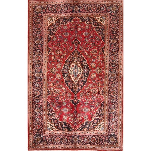Hand Knotted Wool Floral Persian Carpet Area Rug For Living Room - 9'10" x 6'5"