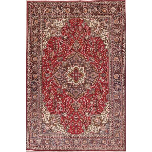 Vintage Hand Made Wool Oriental Tabriz Persian Dining Room Area Rug - 9'11" x 6'7"