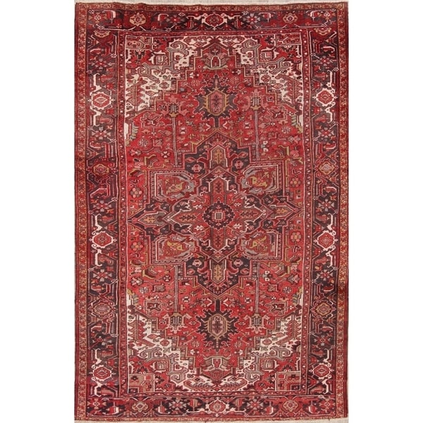 Hand Knotted Woolen Oriental Heriz Persian Area Rug Carpet - 11'8" x 7'9"