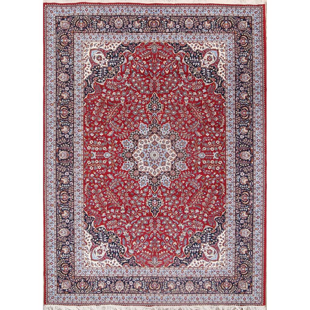 Acrylic/Wool Red Traditional Floral Persian Dining Room Area Rug - 13'2" x 9'7"