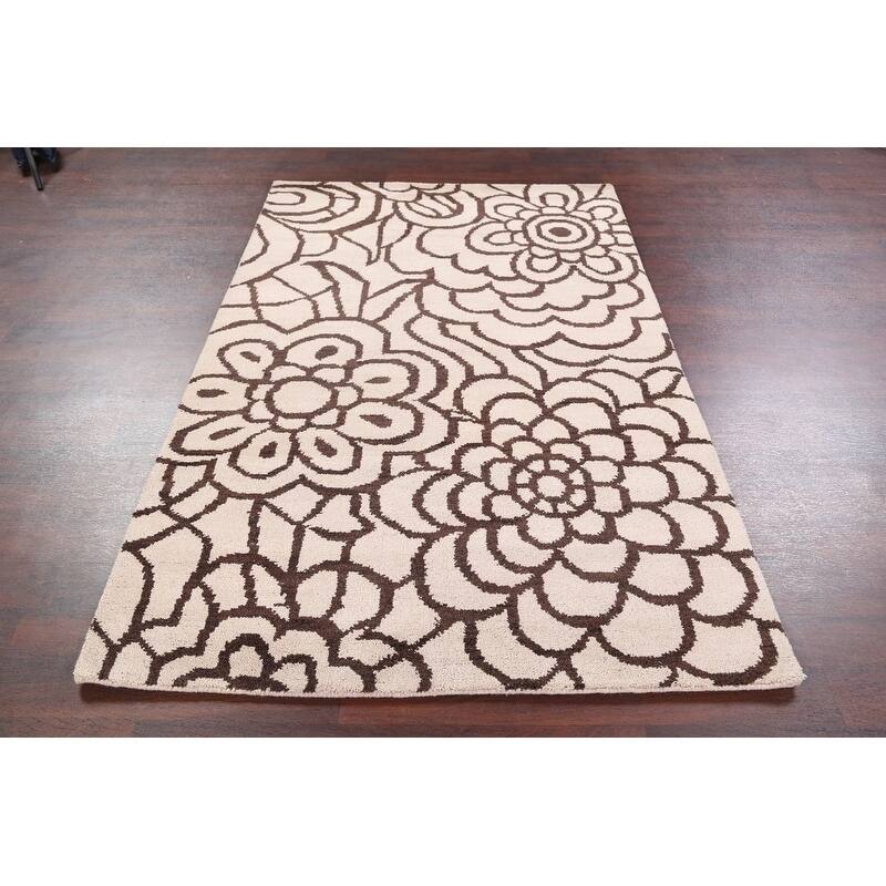 Handmade Wool Transitional Floral Modern Oushak Indian Oriental Area - 7'10" x 5'0"