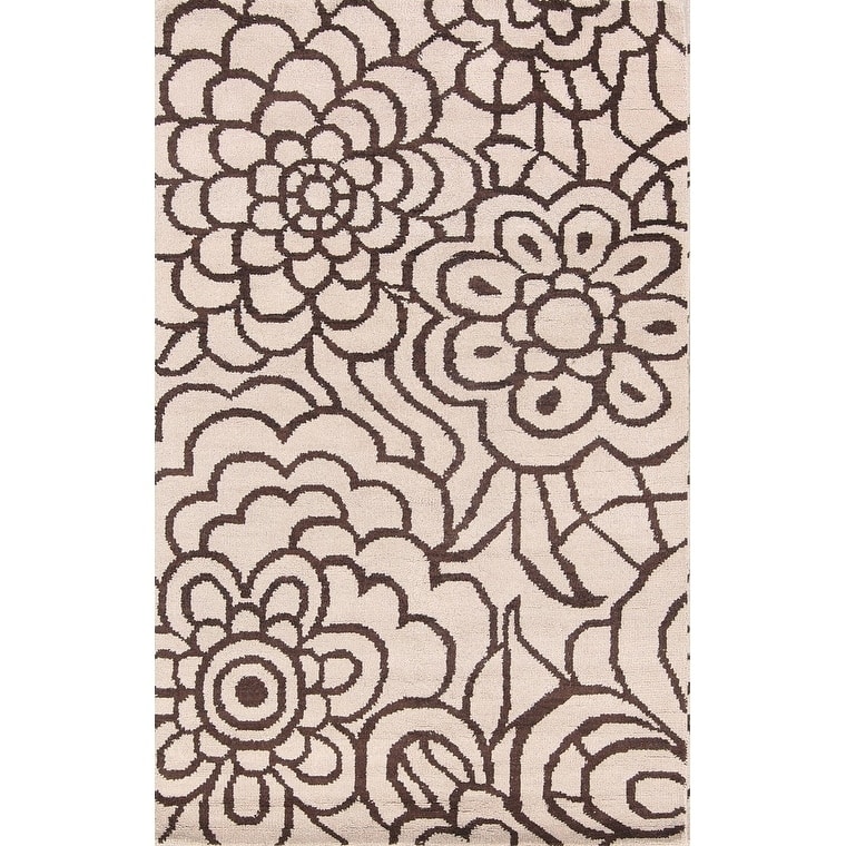 Handmade Wool Transitional Floral Modern Oushak Indian Oriental Area - 7'10" x 5'0"