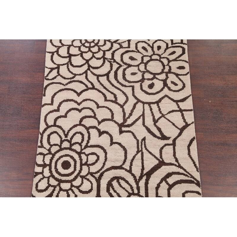 Handmade Wool Transitional Floral Modern Oushak Indian Oriental Area - 7'10" x 5'0"