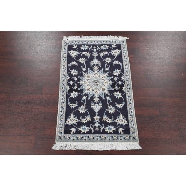 Hand Knotted 100 Wool Navy Blue Fl Nain Persian Carpet Navy Blue Fl Nain Persian Carpet