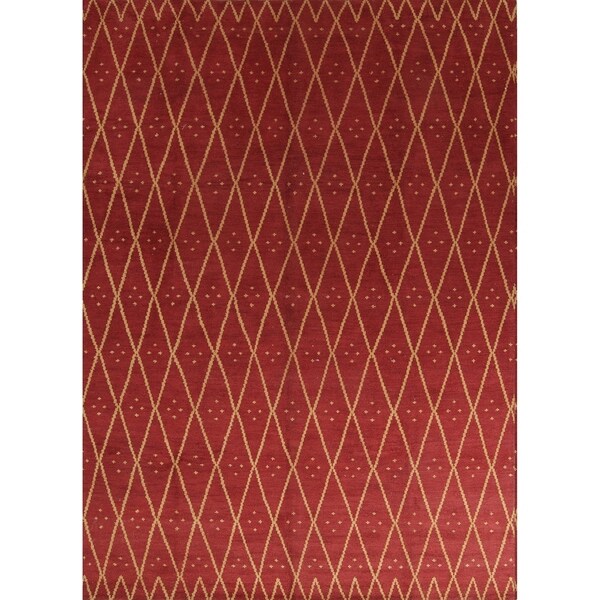 Copper Grove Vestbjerg Oushak Trellis Indian Hand Knotted Oriental Area Rug - 10'0" x 13'9"