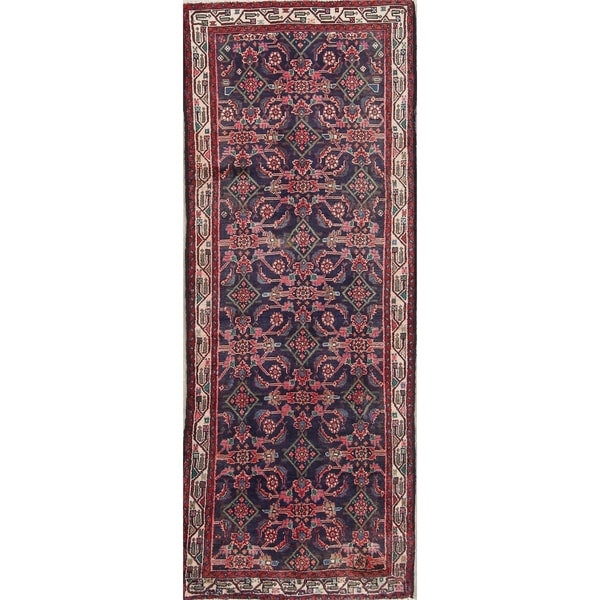 Vintage Hand Knotted Wool Geometric Malayer Persian 10 Foot Vintage Hand Knotted Wool Geometric Malayer Persian 10 Foot Runner Rug 9 X27