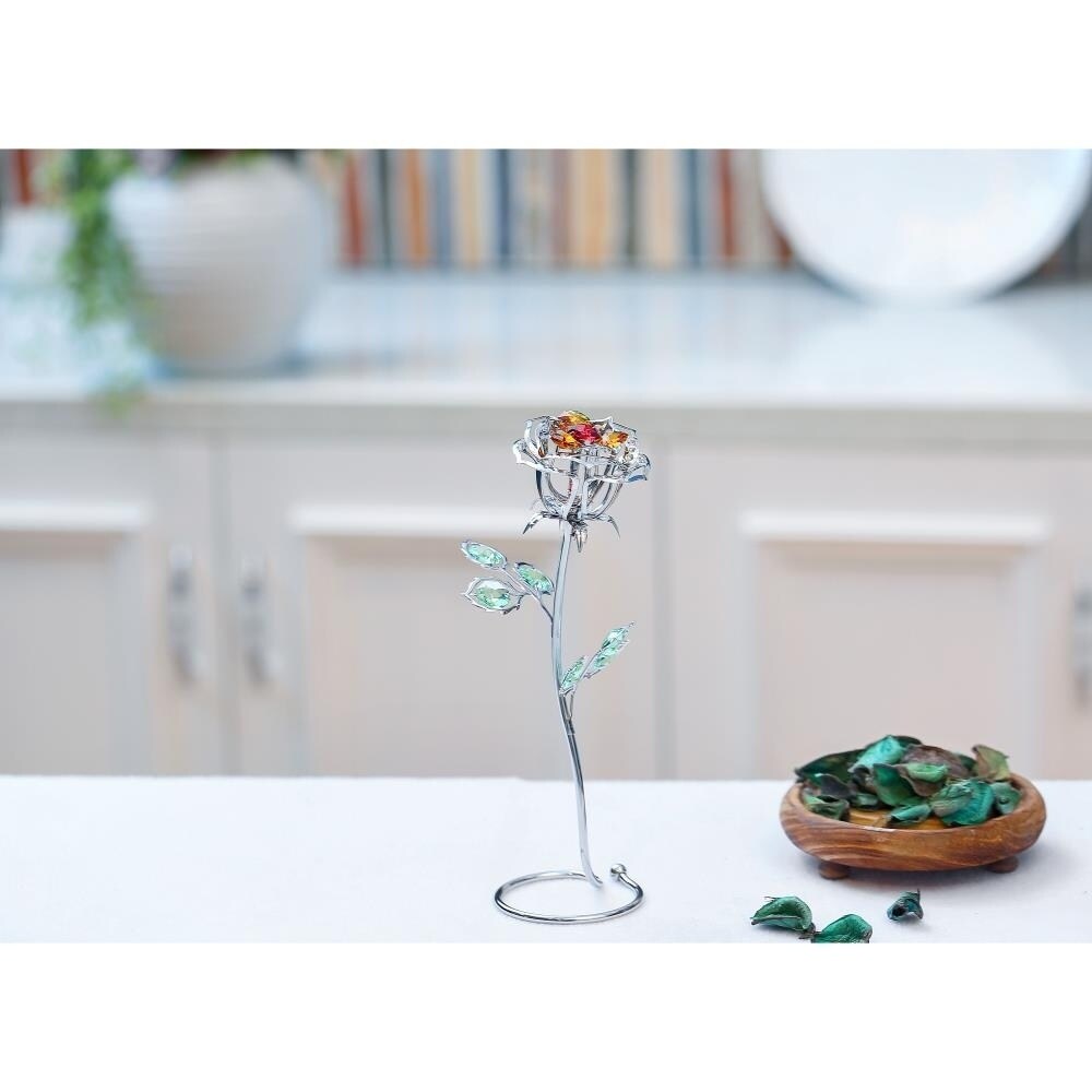 Matashi Rose Gold and Chrome Plated Jewelry Stand Combo with 16 Inch Rhodium Plated Necklace