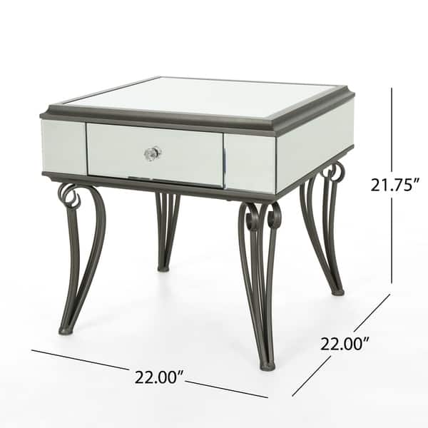 Helenius Modern Tempered Glass Mirrored Accent Table with Drawer by